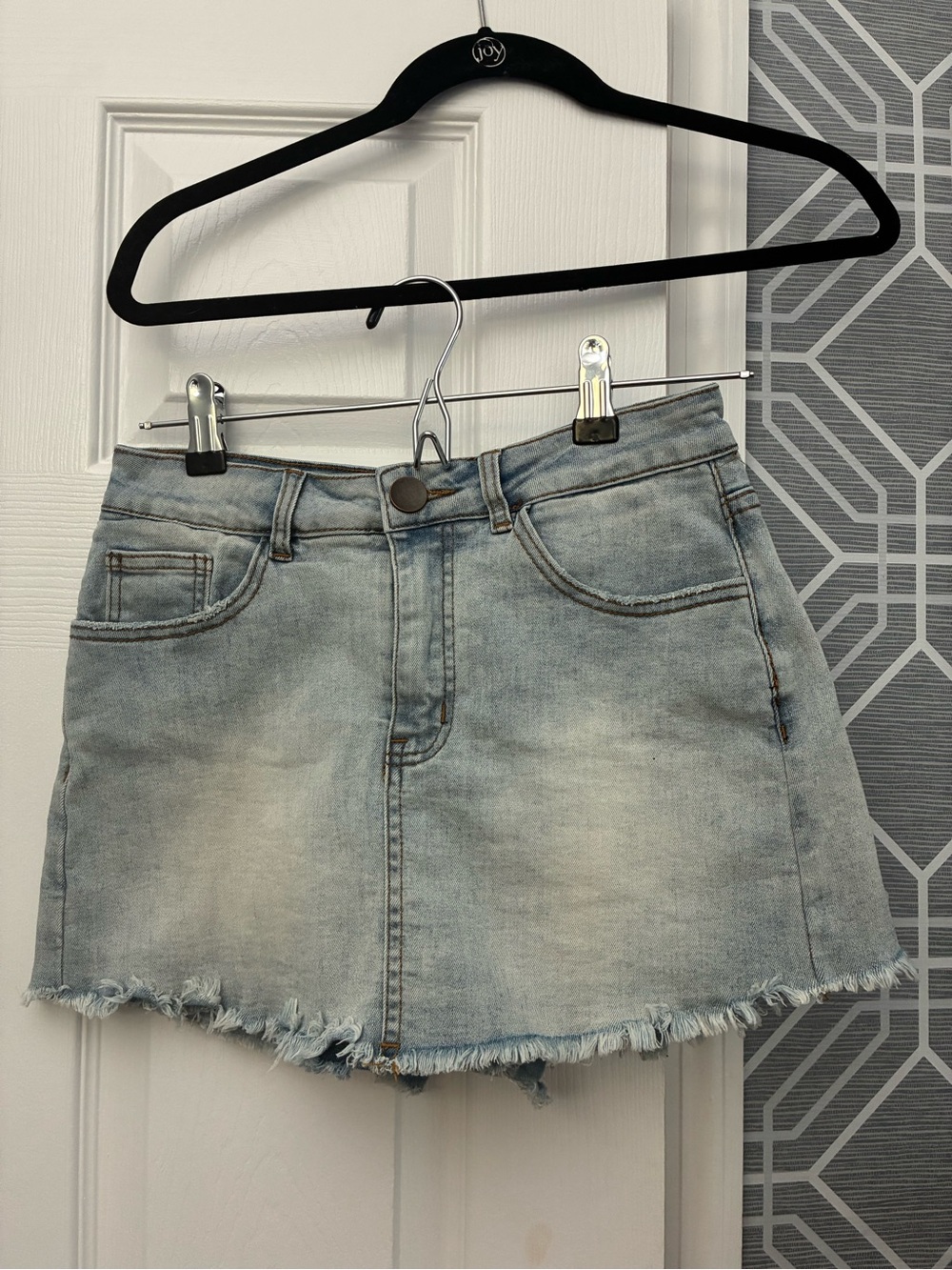 Design Lab Lord & Taylor Light Blue Denim Mini Skirt